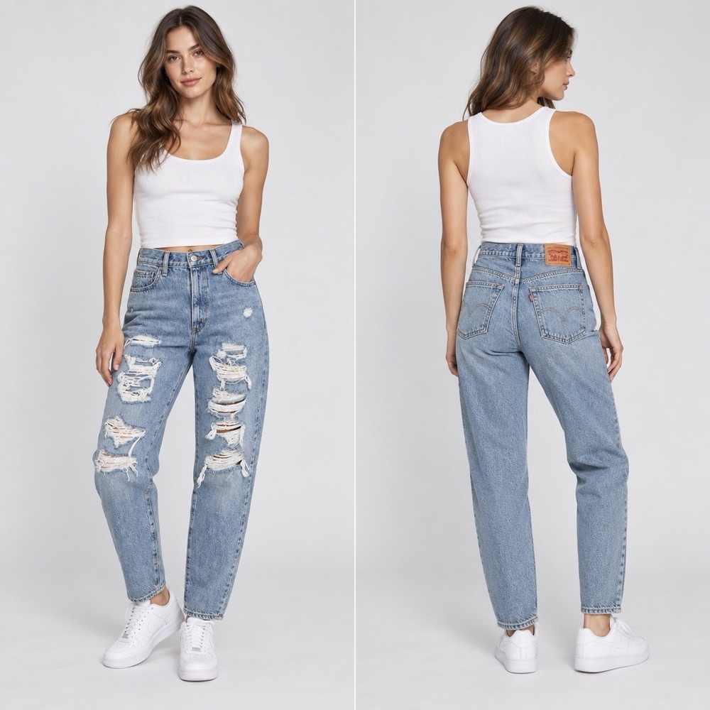 levis high waisted mom jeans 26 Distressed